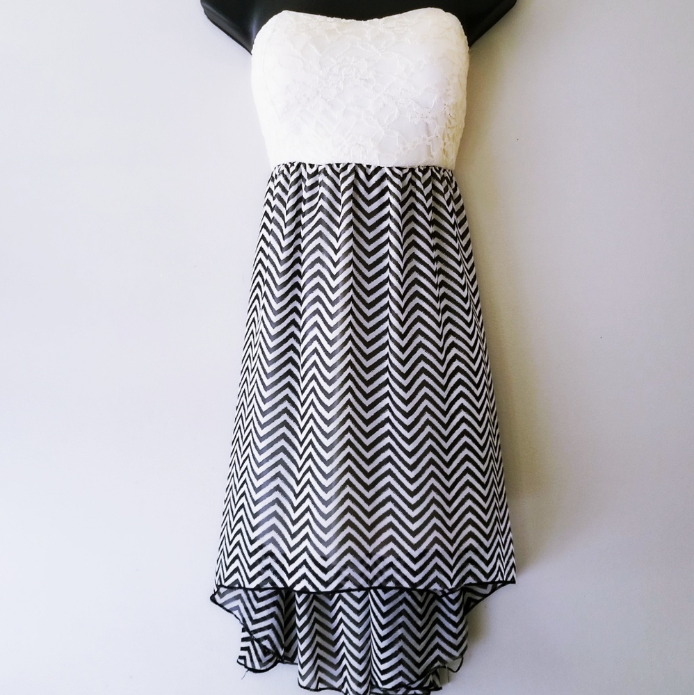 White & Black Womens Tube Summer Dress Size M